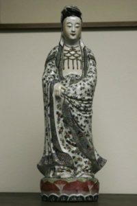 Porcelain Statue of Guanyin with color painting