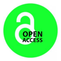 Green circle with an open lock and text that reads "Open Access"
