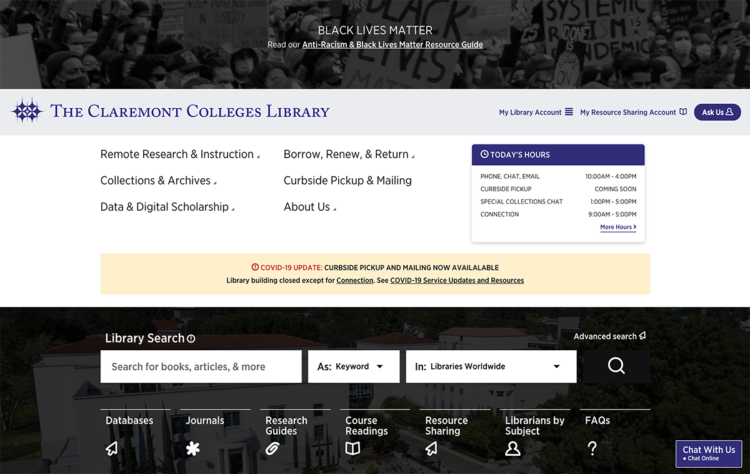 Full size image of Library website Homepage