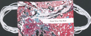 Marbled cover of book made from disposable surgical masks