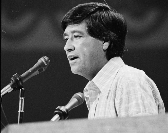 Black and white photograph of Cesar Chavez