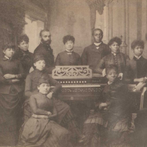 Photo of a group of singers from the book The Story of the Jubilee Singers: With Their Songs (circa 1880)