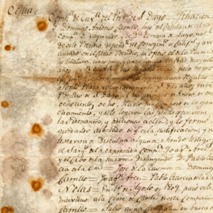 Close-up of hand-written letter from the Early California Letters collection