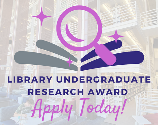 Faded background image of students studying inside the Library with the LURA logo overlaid on top accompanied by the text "Apply Today!"