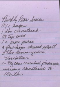 Purple recipe card for Prickly Pear Sauce