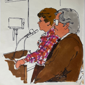 Artwork showing Darlene Ann Nicgorski at court