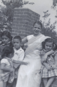 Photo of Marilyn Noble and several children